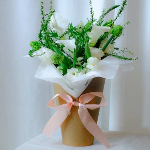 Calla Lilies In Paper Cone-Flowers For Condolence