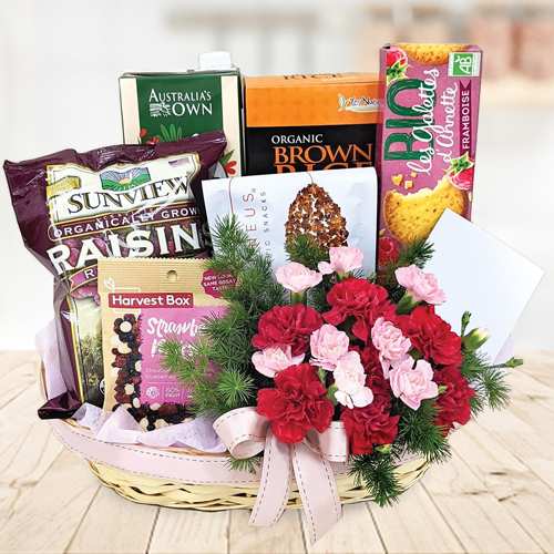 Flowers And Organic Healthy Snacks-Organic Snack Gifts For Her