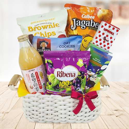 Basket Variety Of Snacks