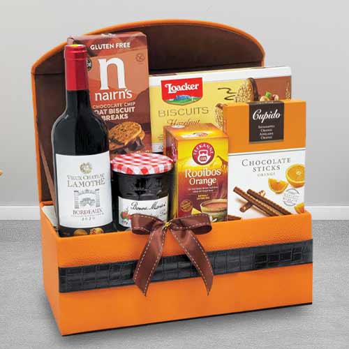 Red Wine And Sweet Treats-Christmas Gift Baskets Delivery