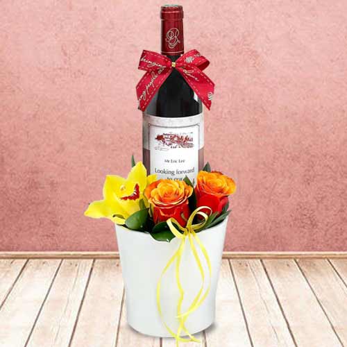 Floral Arrangement With Italian Wine