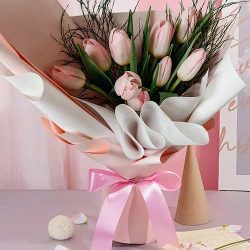 Pink Tulip Bouquet-Flowers To Give On Birthday