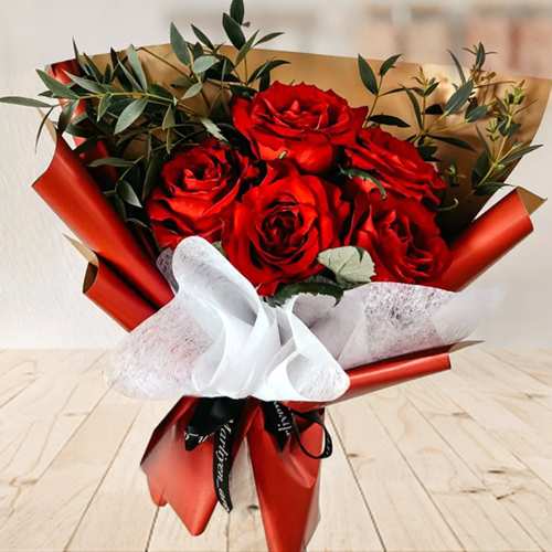 5 Stalk Red Roses-Roses For Anniversary Delivery