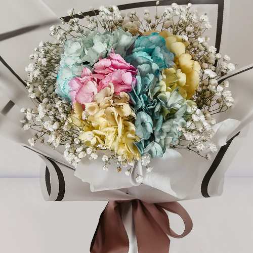 Rainbow Hydrangea Bouquet-Happy Birthday With Flowers Wishes