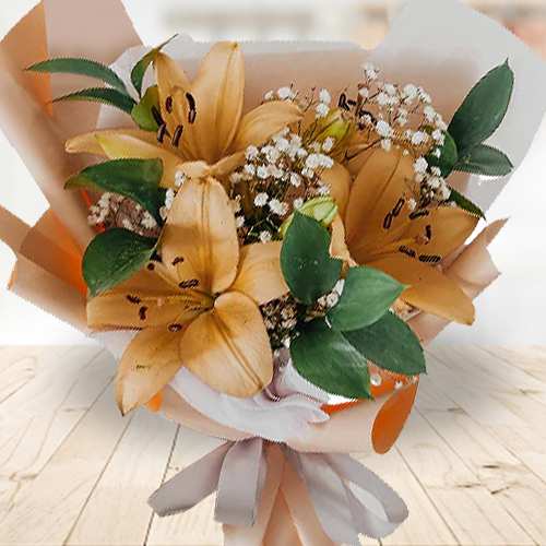 Salmon Lilies-Lily Flower Bouquet Delivery