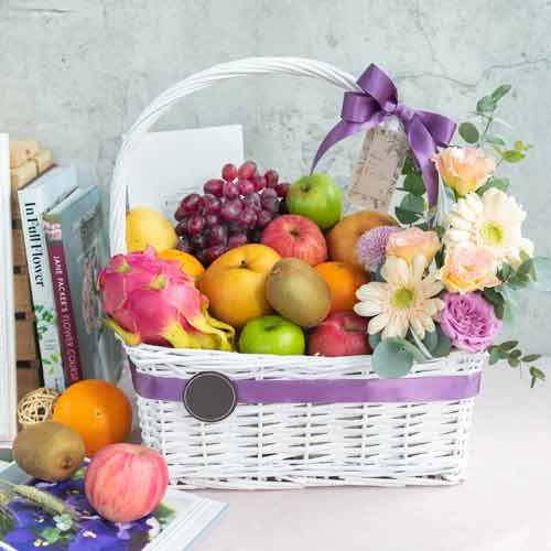 Flowers N Fresh Fruits Hamper-Sympathy Fruit Baskets To Singapore