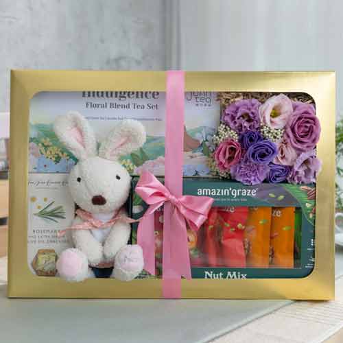 Sweet Bunny And Tea Gift Hamper-Send Tea Hampers To Singapore