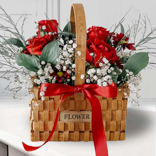 5 Rose Arrangement-Send Rose Basket Arrangements Singapore